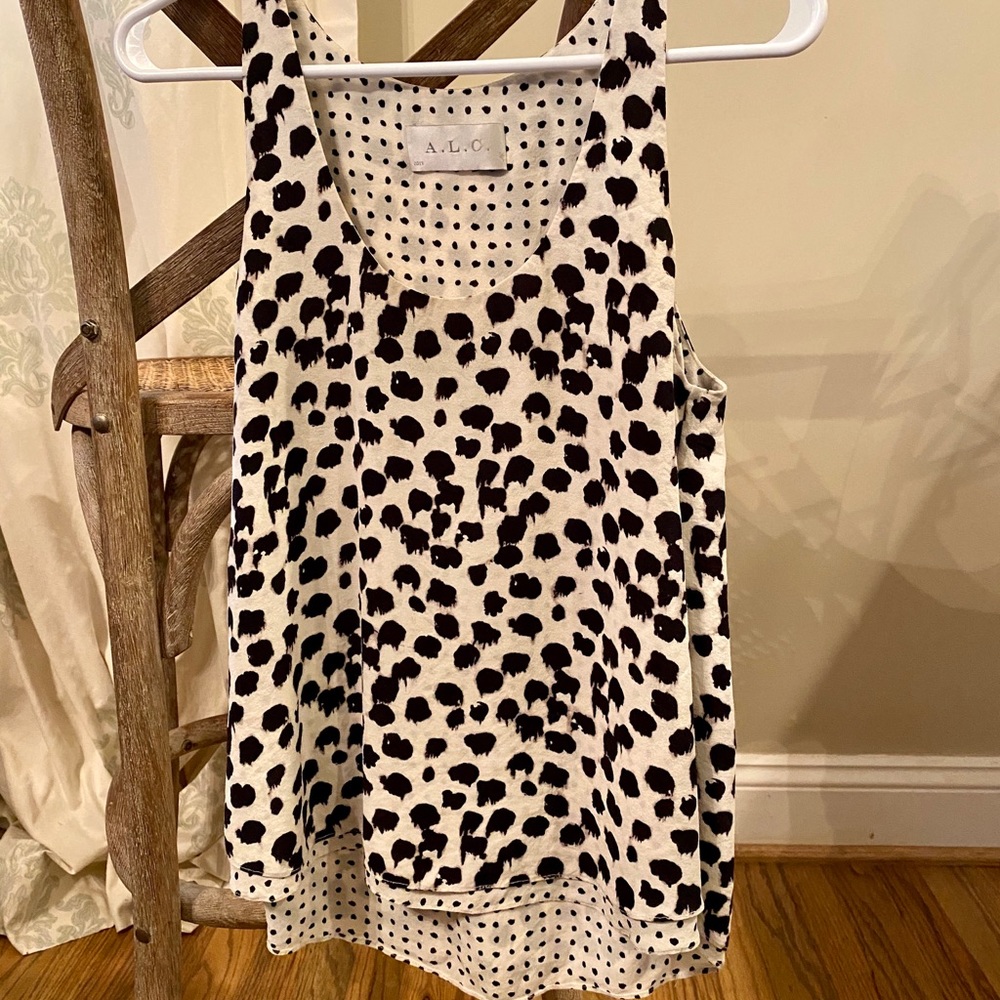 A.L.C. Silk black and white tank
